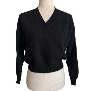 Crush Cashmere Black Cashmere V-Neck Sweater